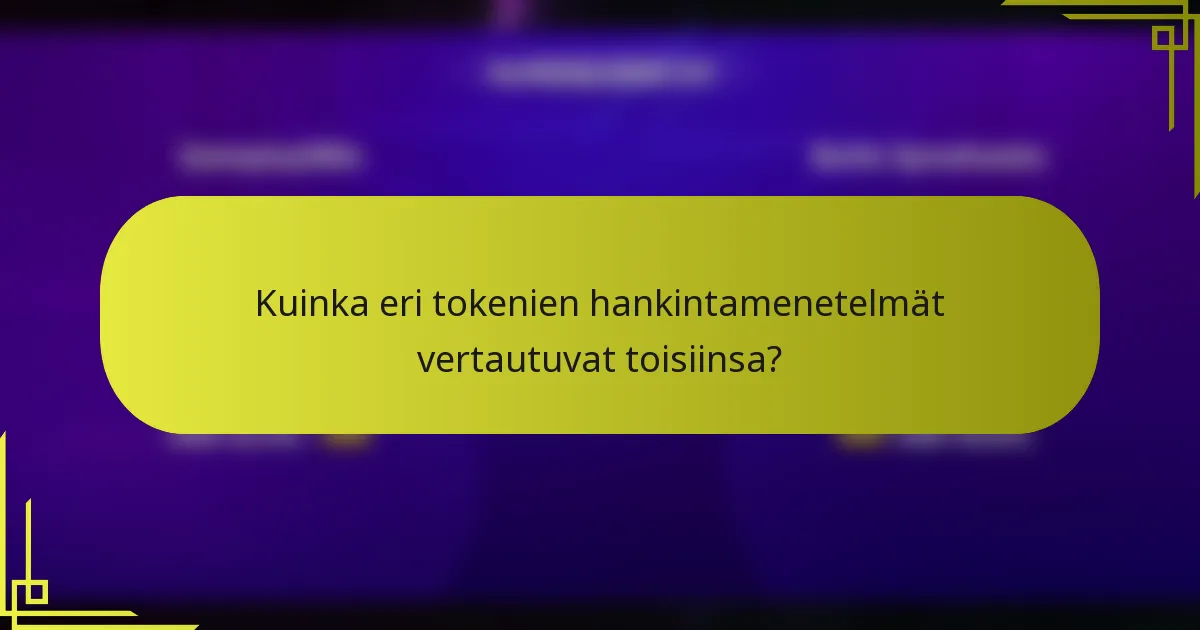 Kuinka eri tokenien hankintamenetelmät vertautuvat toisiinsa?