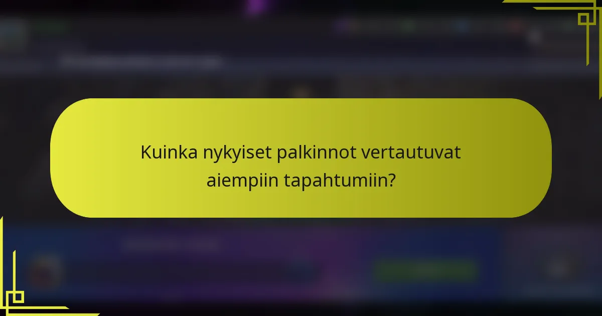 Kuinka nykyiset palkinnot vertautuvat aiempiin tapahtumiin?