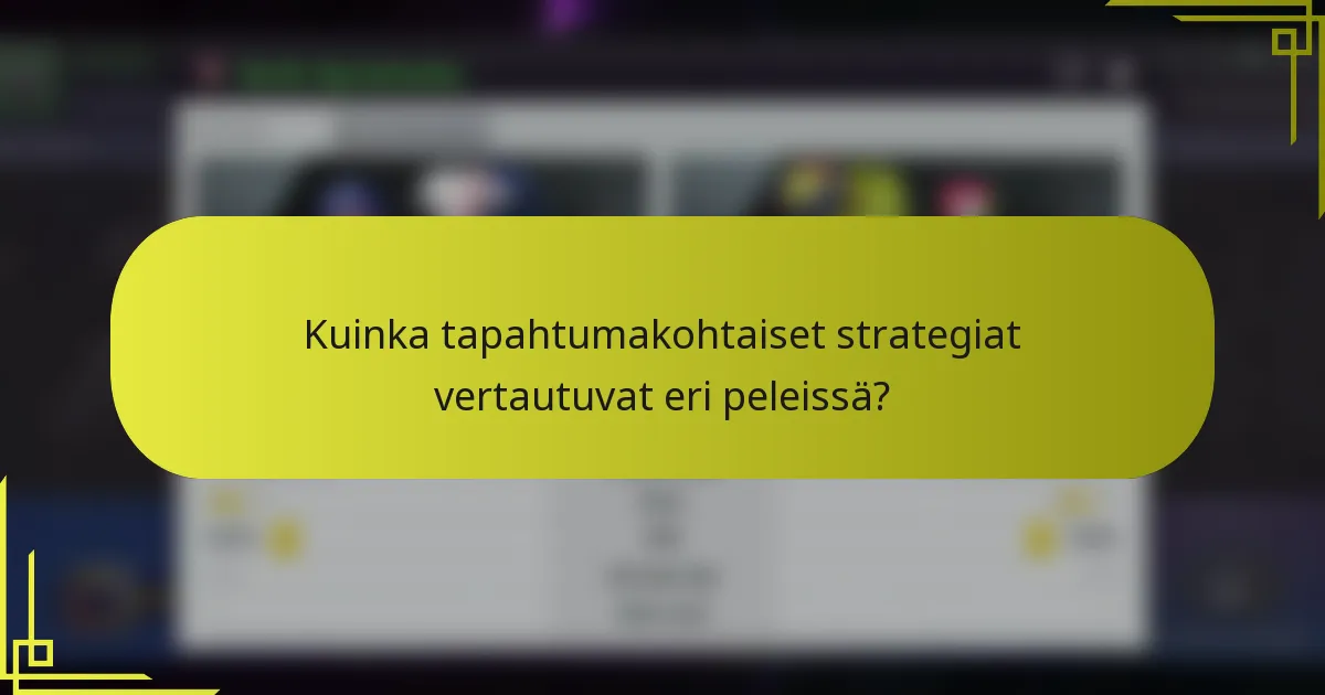 Kuinka tapahtumakohtaiset strategiat vertautuvat eri peleissä?